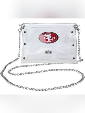 San Francisco 49ers Clear Crossbody Bag with Silver Chain